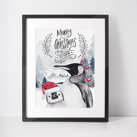 Watercolor Christmas Wall Art Illustration Print Poster Unframed - Picture 3 of 5